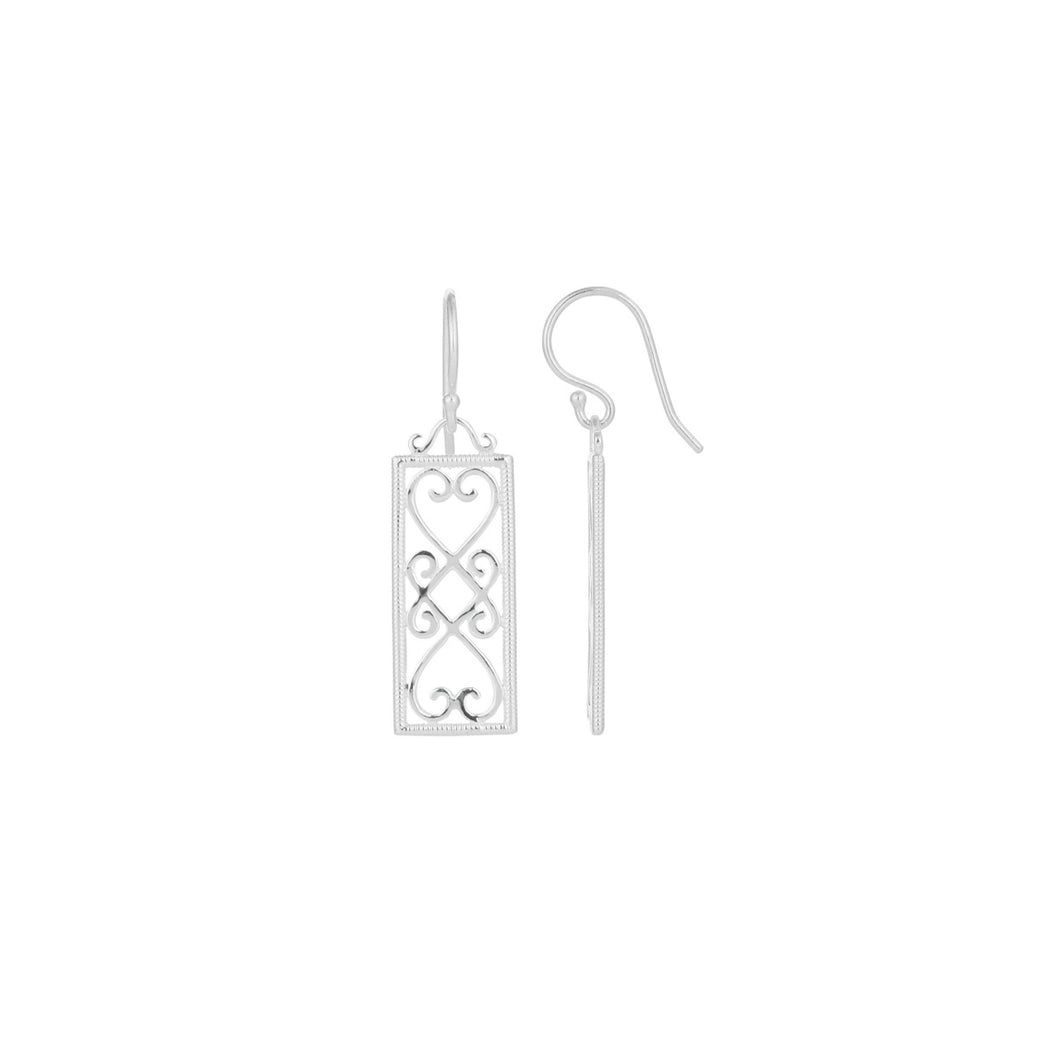 Rectangular Heart Scroll Earrings