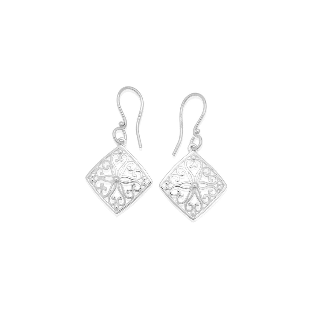Square Heart Scroll Earrings