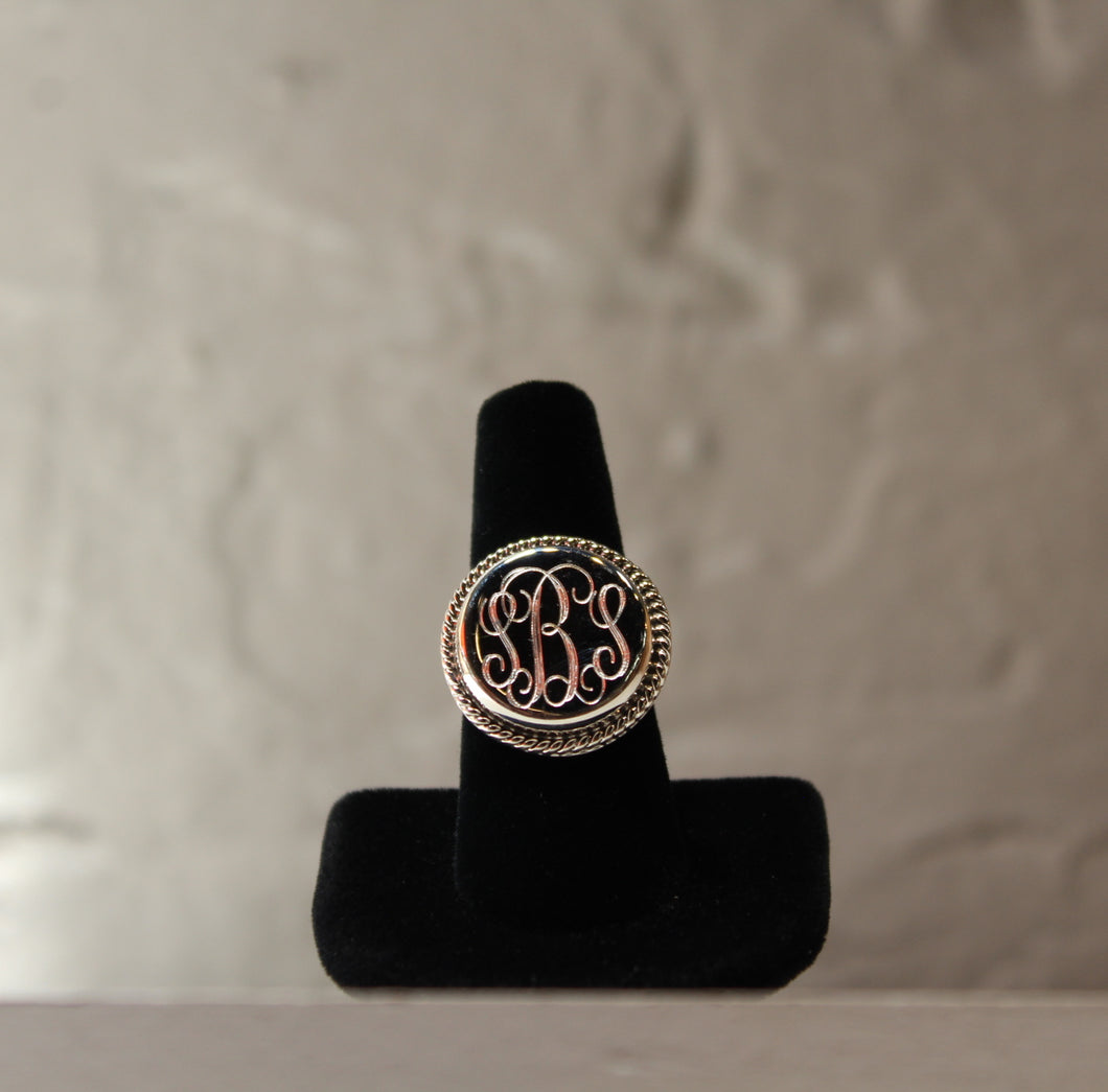 Sterling Silver Engraved Initial Ring